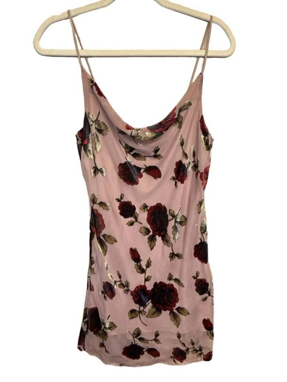 Fashion Nova Floral Devore Slip Dress Size S Mauve Red